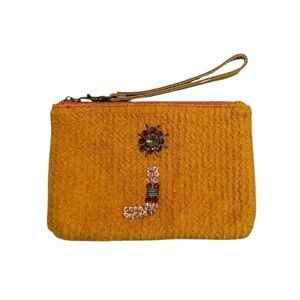Miss Albright Specialties Embellished Yellow Woven Wristlet